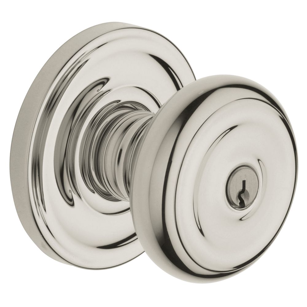 Baldwin 5210055ENTR 5210 Colonial Knob Emergency Egress Keyed Entry Lifetime Bright Nickel Finish - Baldwin Quickship Item *