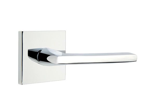 Emtek 5210HLOUS26RH Helios Lever Right Hand 2-3/8" Backset Privacy with Square Rose for 1-1/4" to 2" Door Polished Chrome Finish Main image