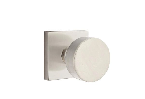 Emtek 5210ROUUS15 Round Knob 2-3/8" Backset Privacy with Square Rose for 1-1/4" to 2" Door Satin Nickel Finish Main image