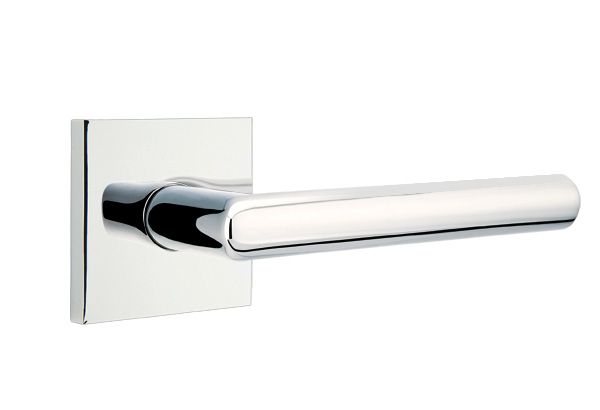 Emtek 5210STUUS26RH Stuttgart Lever Right Hand 2-3/8" Backset Privacy with Square Rose for 1-1/4" to 2" Door Polished Chrome Finish Main image