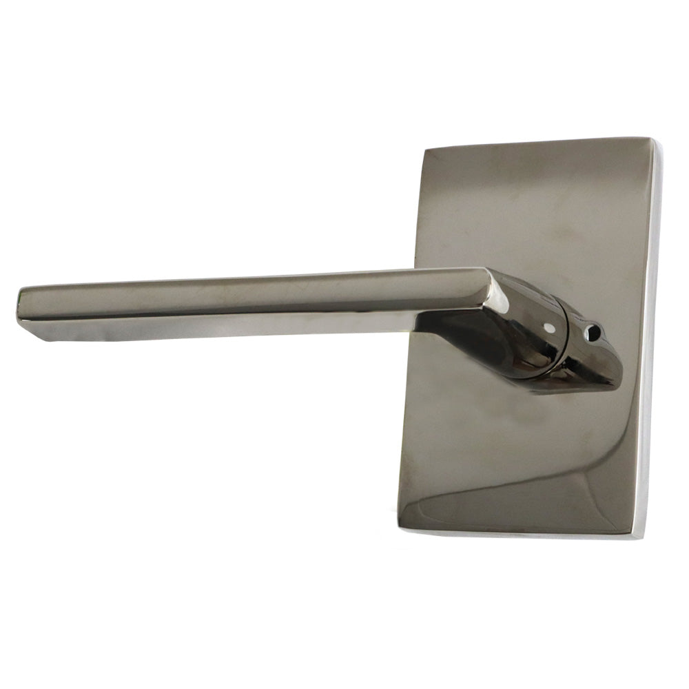 Emtek 5212HLOUS14LH Helios Lever Left Hand 2-3/8" Backset Privacy with Modern Rectangular Rose for 1-1/4" to 2" Door Polished Nickel Lifetime Finish Main image