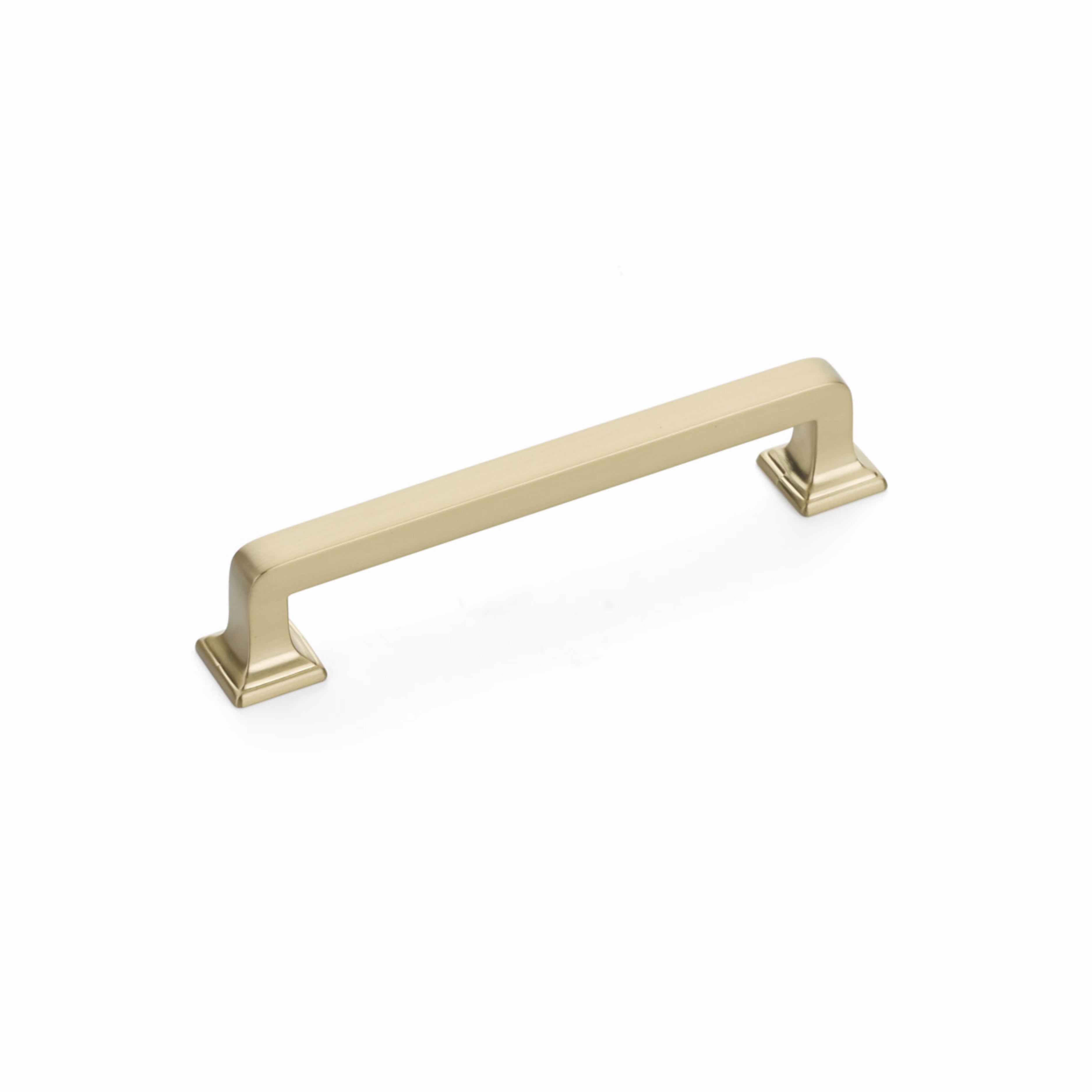 Schaub 523-SSB 5" Center to Center Menlo Park Cabinet Pull Signature Satin Brass Finish Main image