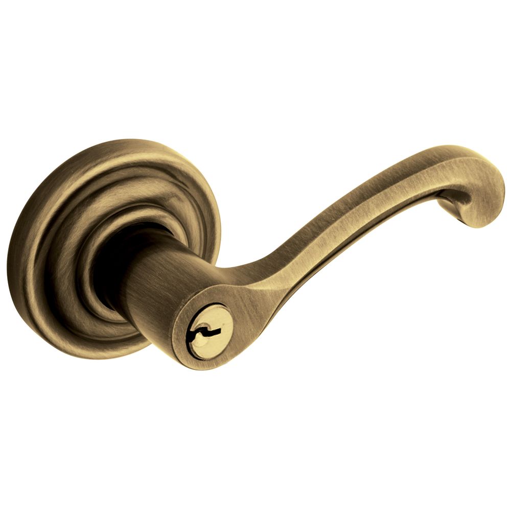 Baldwin 5245050LENT Left Hand 5245 Classic Lever Emergency Egress Keyed Entry Antique Brass Finish