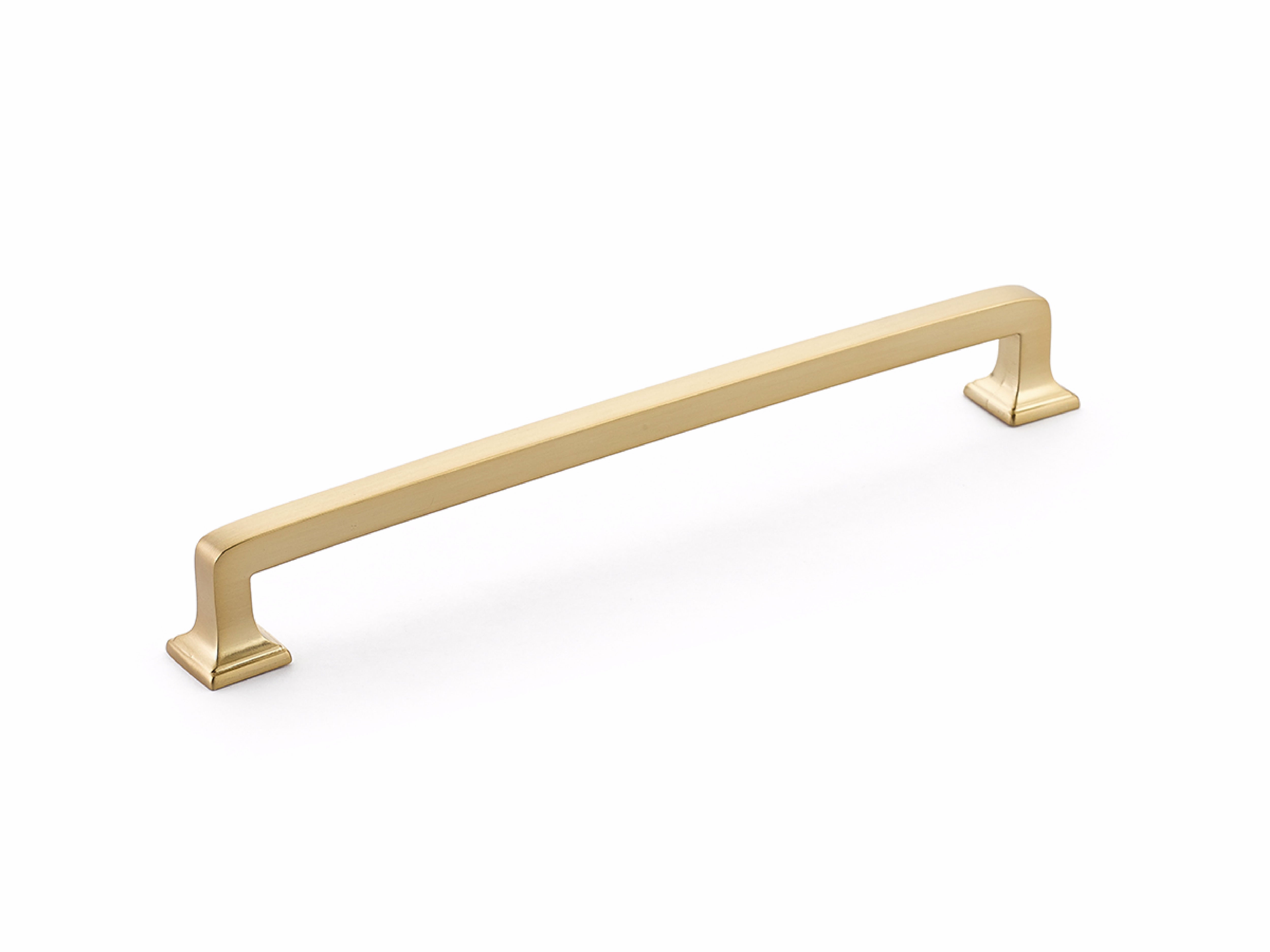 Schaub 536-SSB 8" Center to Center Menlo Park Cabinet Pull Signature Satin Brass Finish Main image