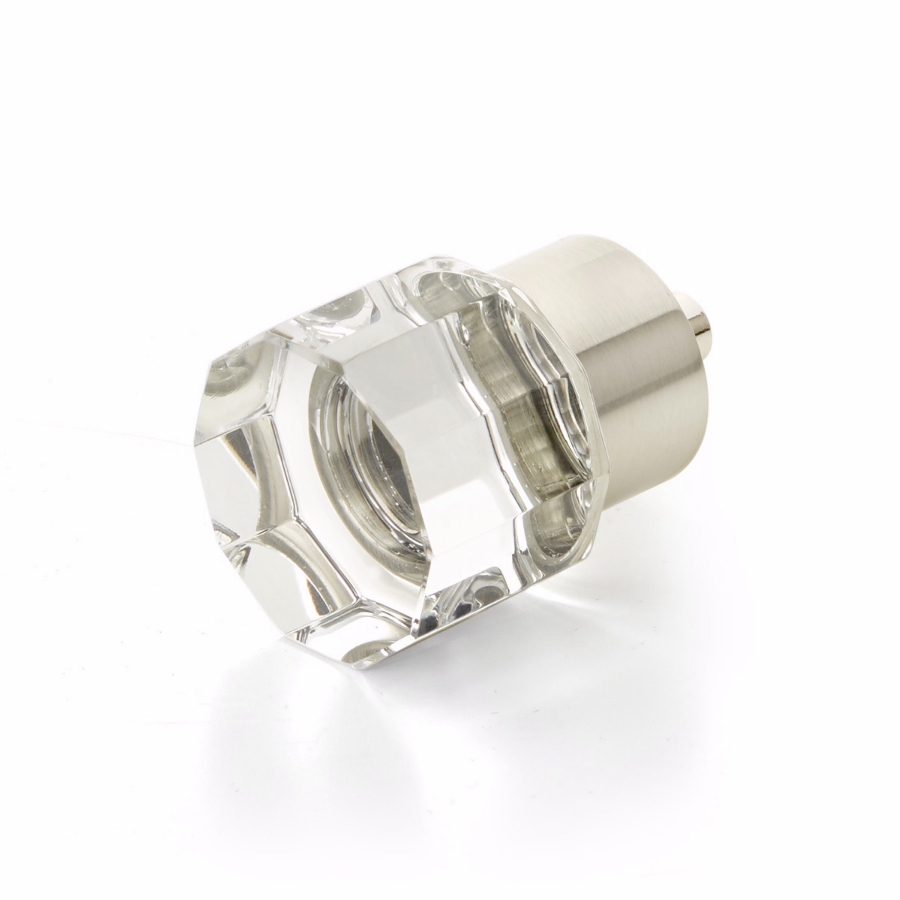 Schaub 55-15 City Lights Round Multi Sided Glass Knob Satin Nickel Finish Main image