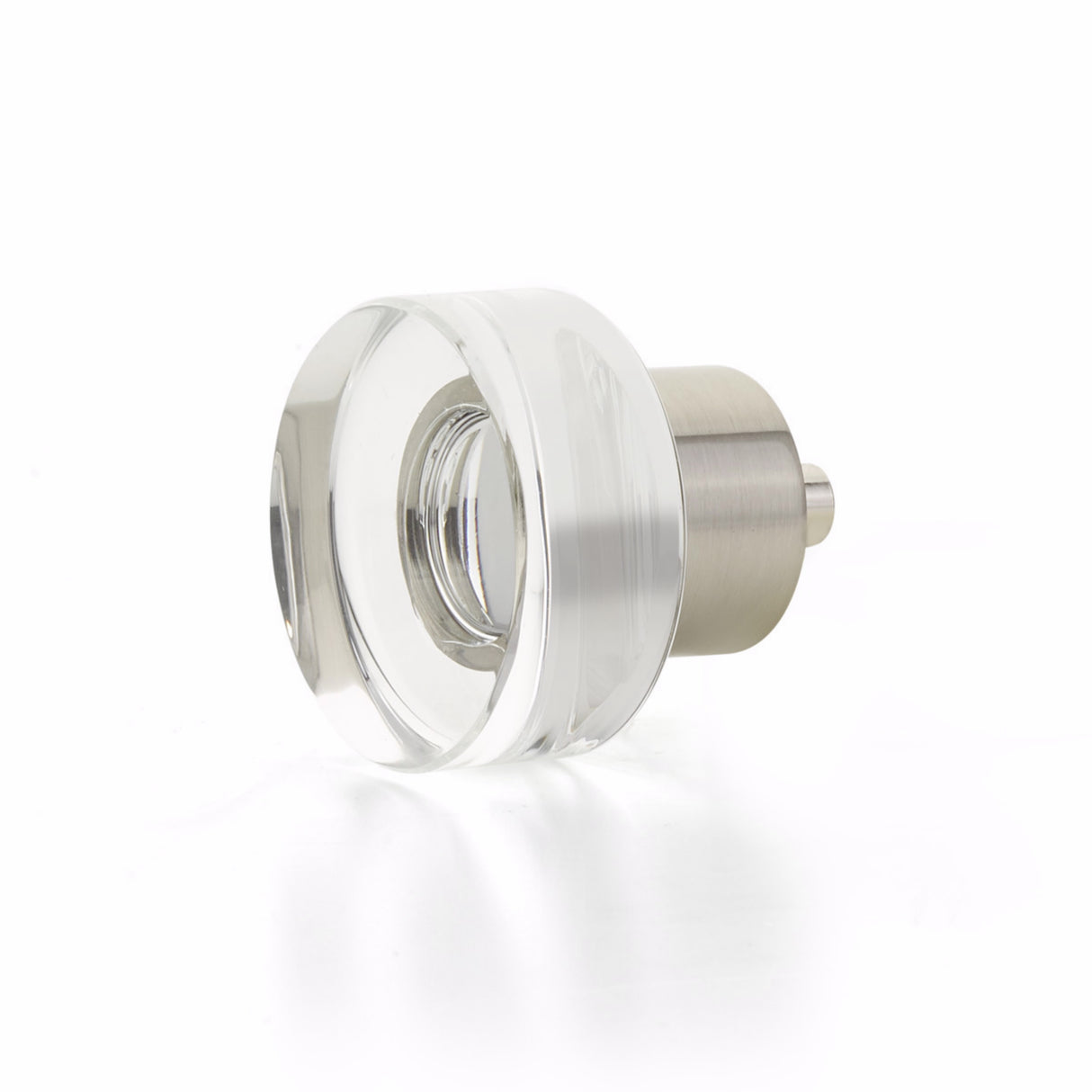 Schaub 56-15 City Lights Round Disc Glass Knob Satin Nickel Finish