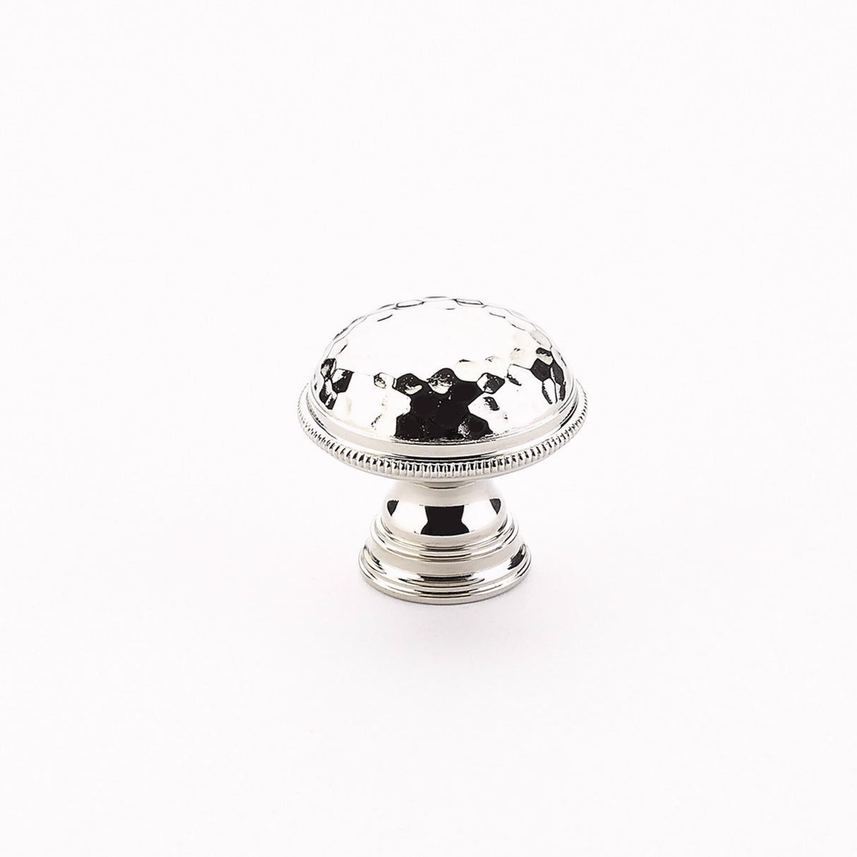 Schaub 571-PN 1-1/4" Atherton Hammered Knurled Edge Cabinet Knob Polished Nickel Finish