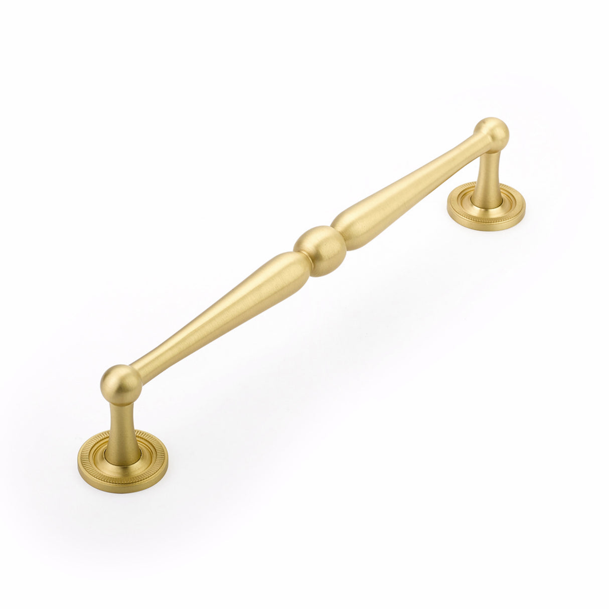 Schaub 577-SB 8" Center to Center Atherton Knurled Cabinet Pull Satin Brass Finish