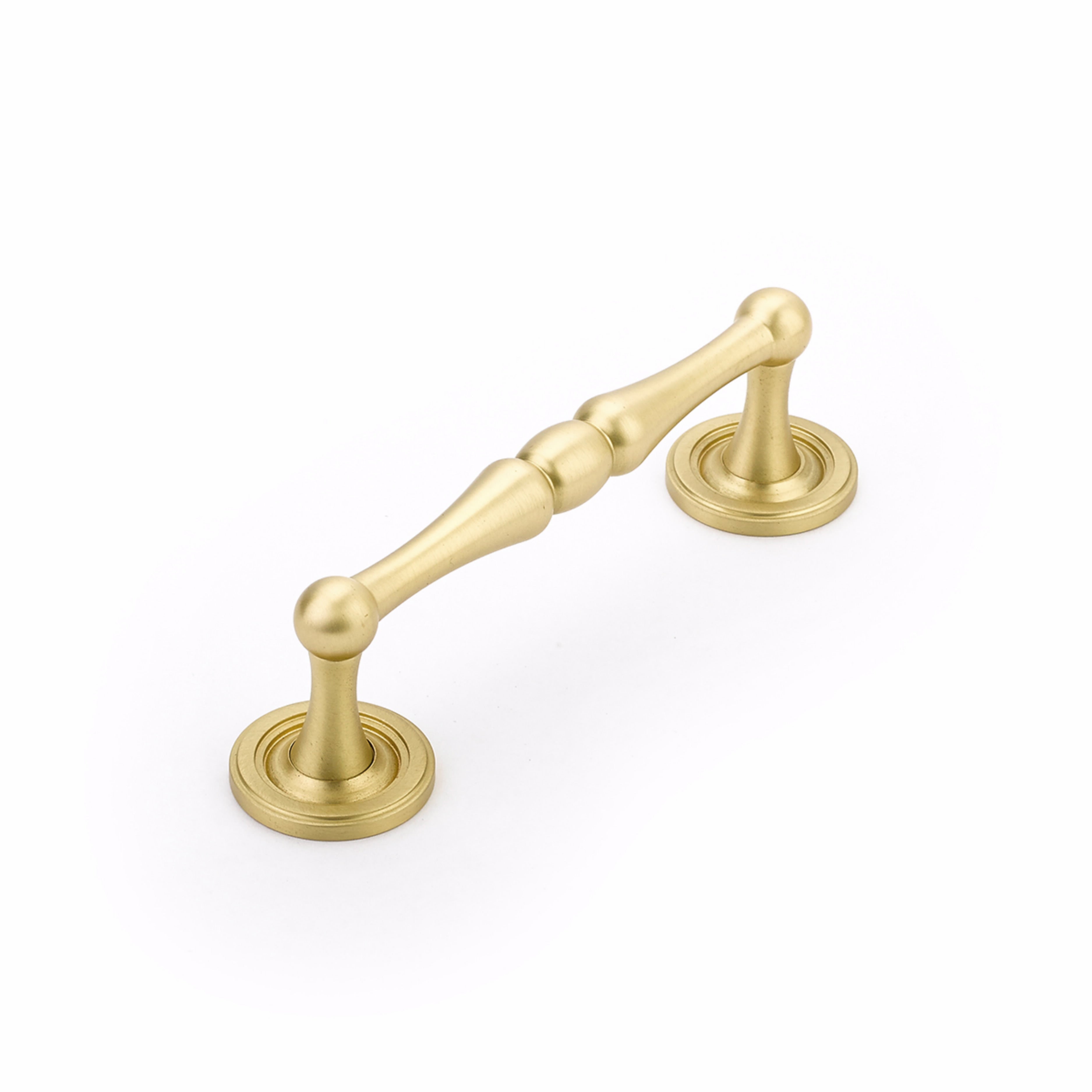 Schaub 579-SB 4" Center to Center Atherton Cabinet Pull Satin Brass Finish Main image