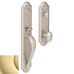Baldwin 6402031ENTR Knob Entry Boulder Full Escutcheon Emergency Egress Handleset Unlacquered Brass Finish