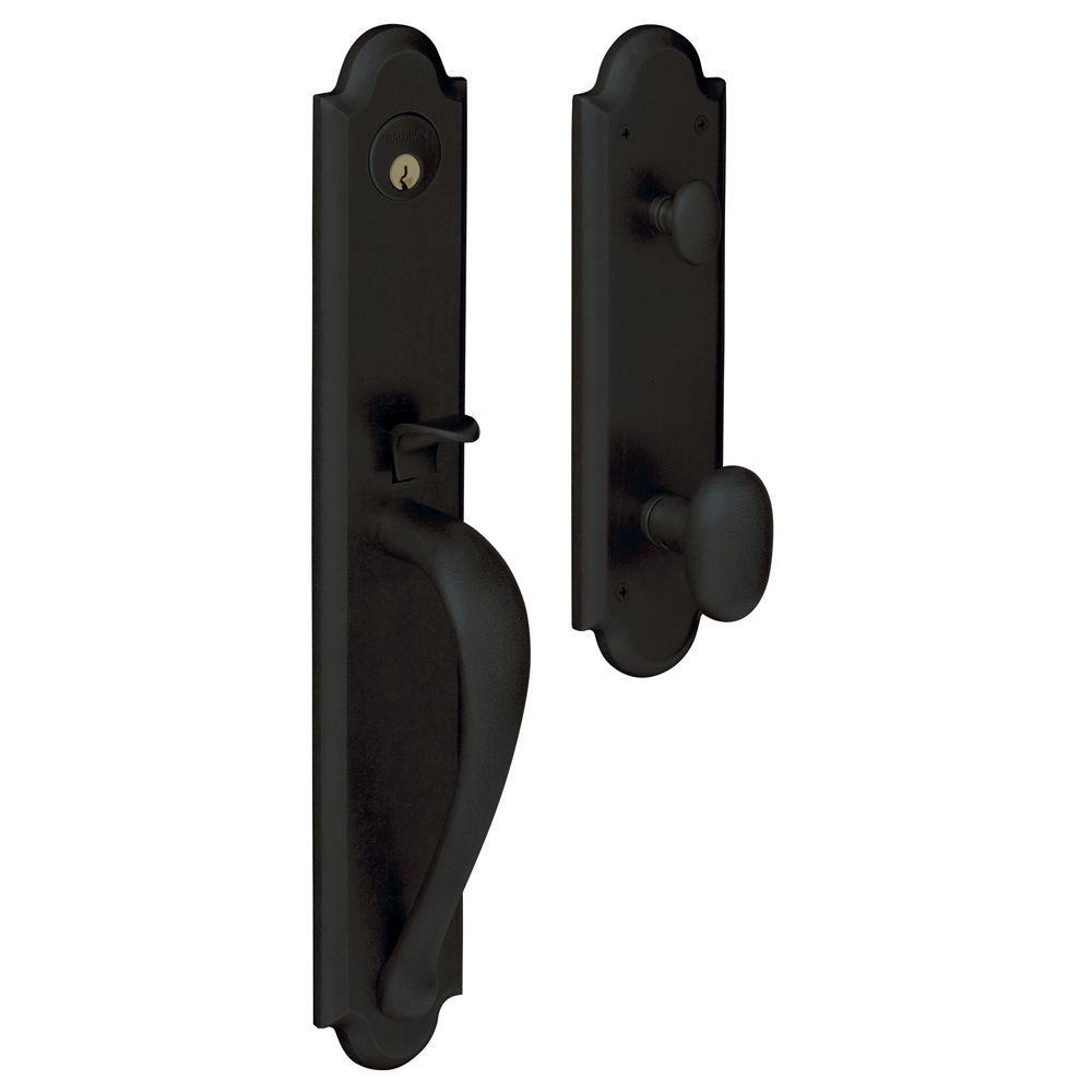 Baldwin 6402190ENTR Knob Entry Boulder Full Escutcheon Emergency Egress Handleset Satin Black Finish