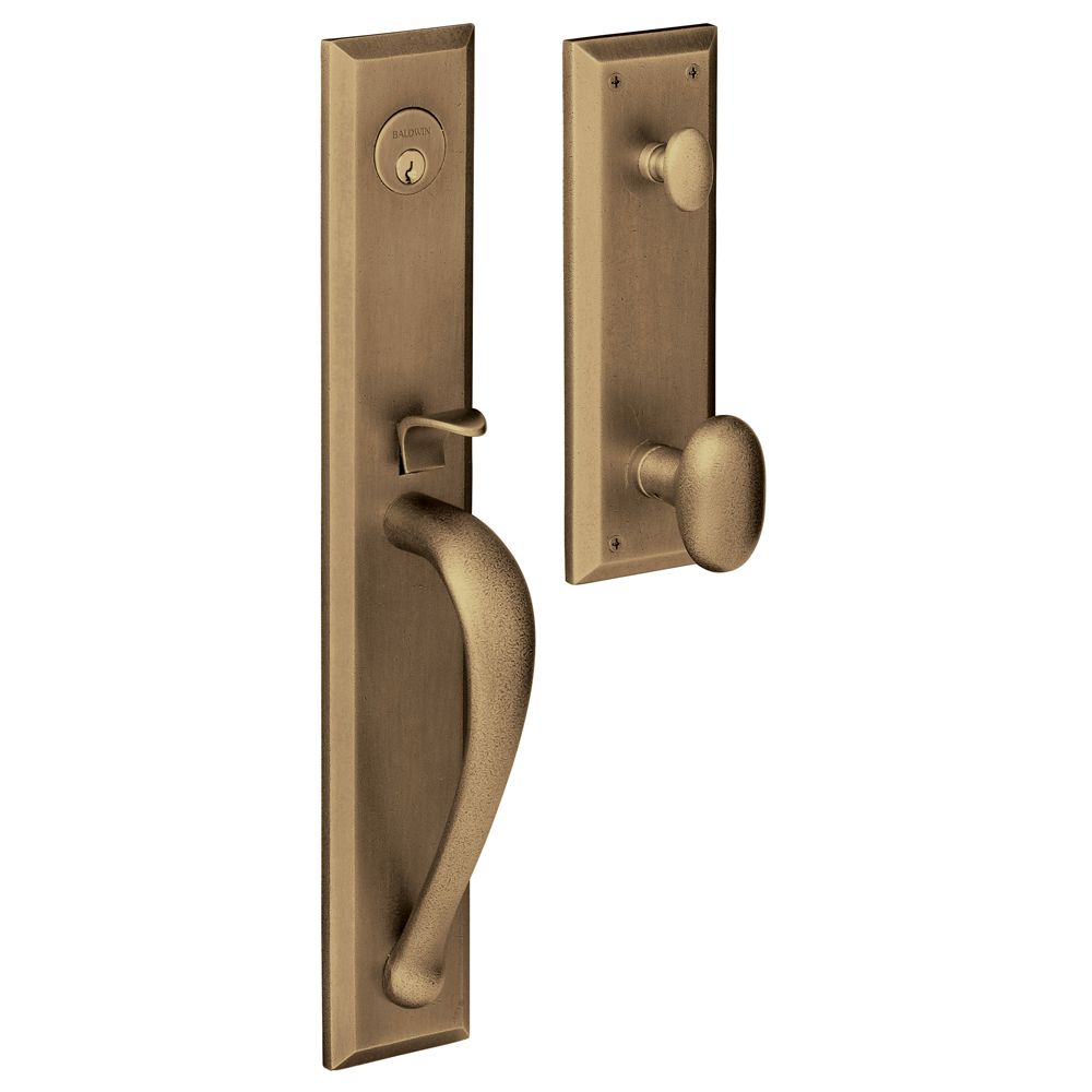 Baldwin 6403050ENTR Knob Entry Cody Full Escutcheon Emergency Egress Handleset Antique Brass Finish