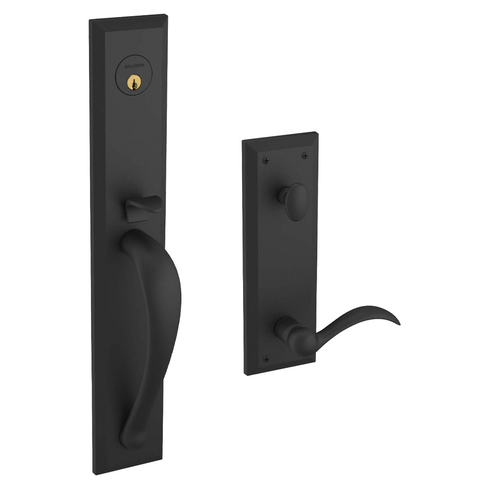 Baldwin 6403190LENT Left Hand Lever Entry Cody Full Escutcheon Emergency Egress Handleset Satin Black Finish