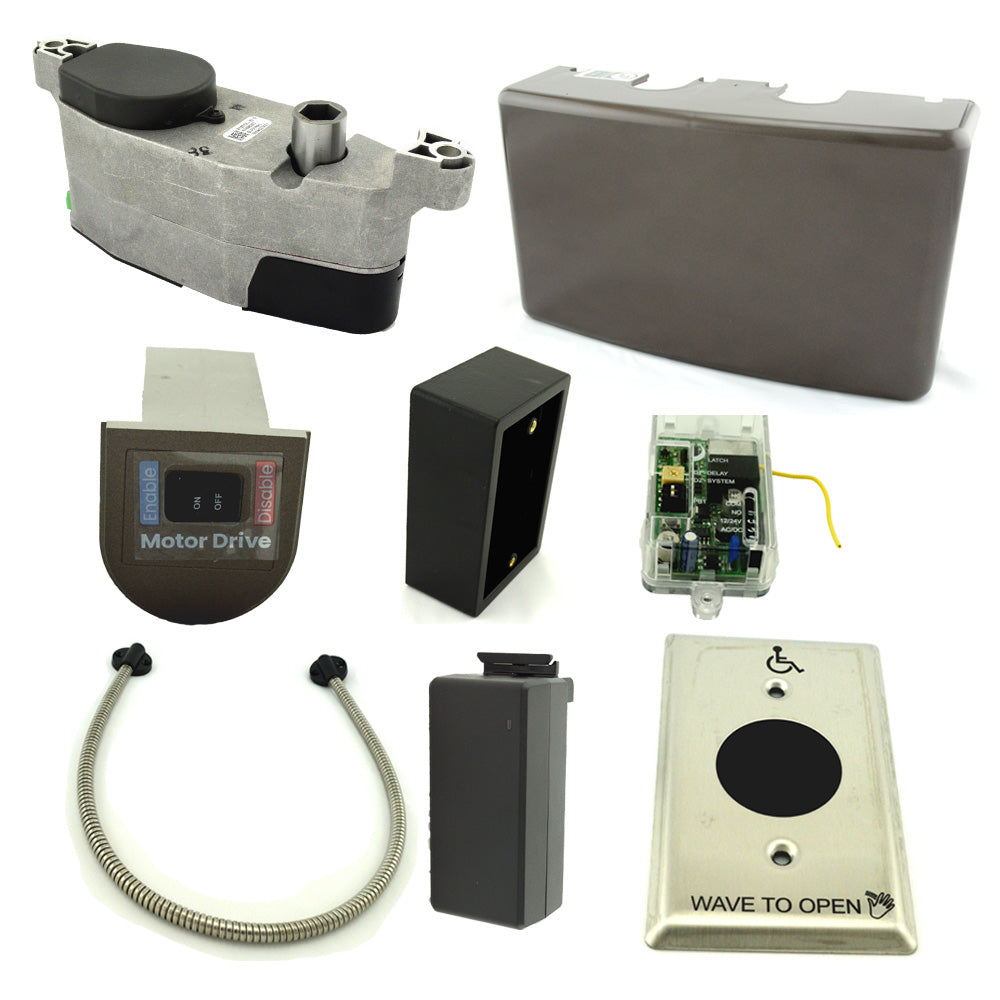 LCN 64402210DKBRZ COMPACT Automatic Operator Module and Touchless Battery Powered Kit with Gearmotor Assembly, Cover, Wall Adapter, Door Loop, 30' of Copper Wire, and 8310-2210 Touchless RF Actuator Kit Dark Bronze Finish (4040XP Closer Required)