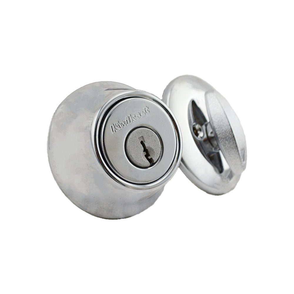 Kwikset 660-26.DS Single Cylinder Deadbolt with RCAL Latch and Dual RCS and 5303 Full Lip Strike K3 Bright Chrome Finish