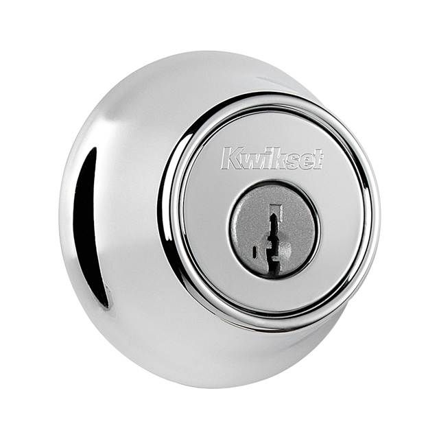 Kwikset 660-26S.DS Single Cylinder Deadbolt SmartKey with RCAL Latch and Dual RCS and 5303 Full Lip Strike K3 Bright Chrome Finish