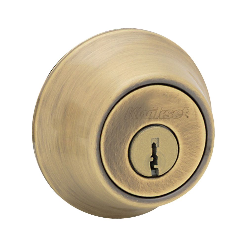Kwikset 660-5.DS Single Cylinder Deadbolt with RCAL Latch and Dual RCS and 5303 Full Lip Strike K3 Antique Brass Finish