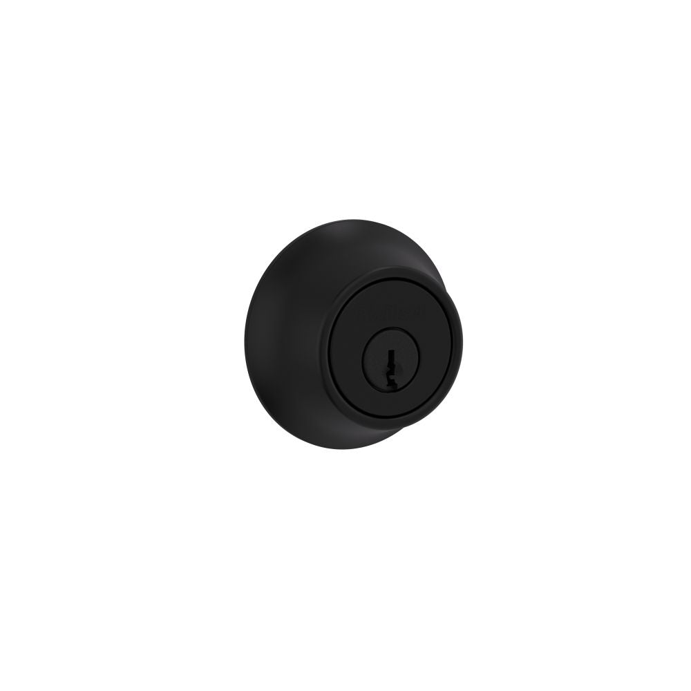 Kwikset 660-514.DS Single Cylinder Round Deadbolt with RCAL Latch and Dual RCS and 5303 Full Lip Strike K3 Matte Black Finish