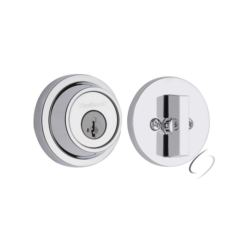 Kwikset 660RDT-26S.DS Single Cylinder Round Deadbolt SmartKey with RCAL Latch and Dual RCS and 5303 Full Lip Strike K3 Bright Chrome Finish