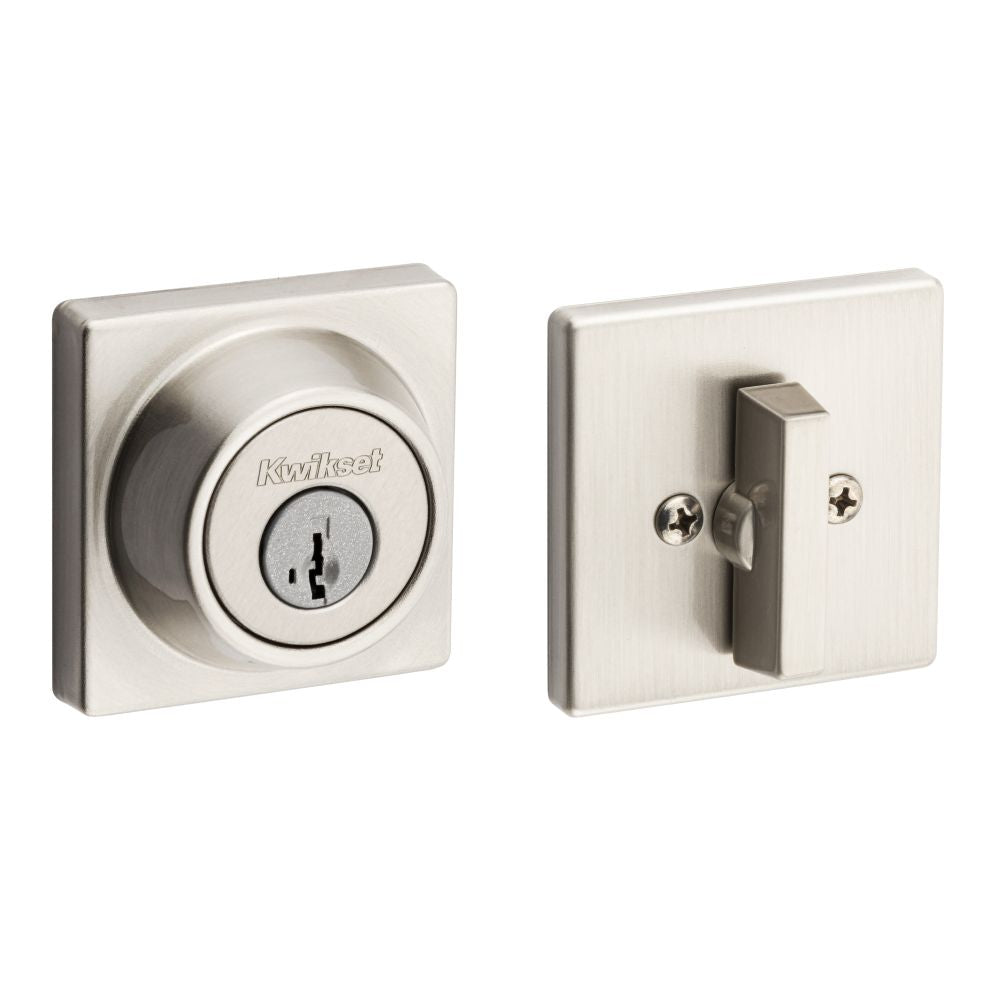 Kwikset 660SQT-15S.DS Single Cylinder Square Deadbolt SmartKey with RCAL Latch and Dual RCS and 5303 Full Lip Strike K3 Satin Nickel Finish