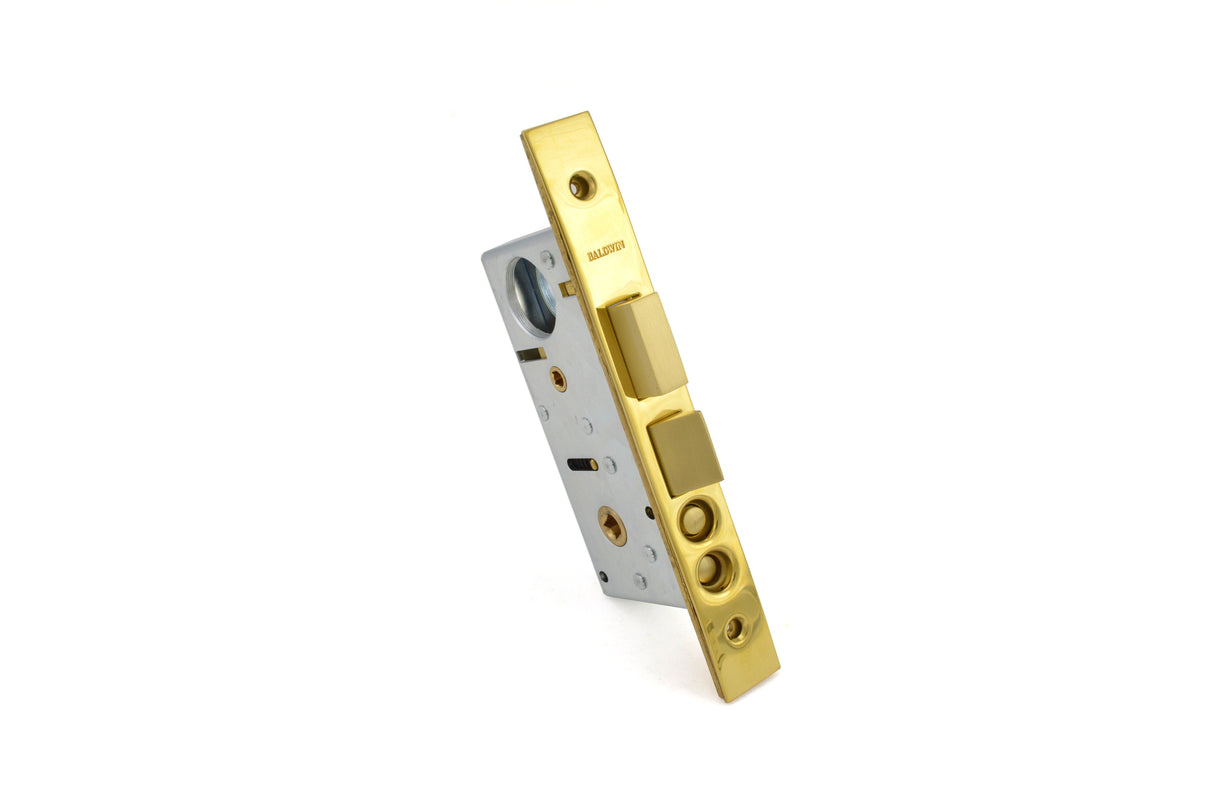 Baldwin 6800031L Left Hand Entry / Apartment Lever x Lever 1-1/2" Backset Mortise Lock Body Unlacquered Brass Finish