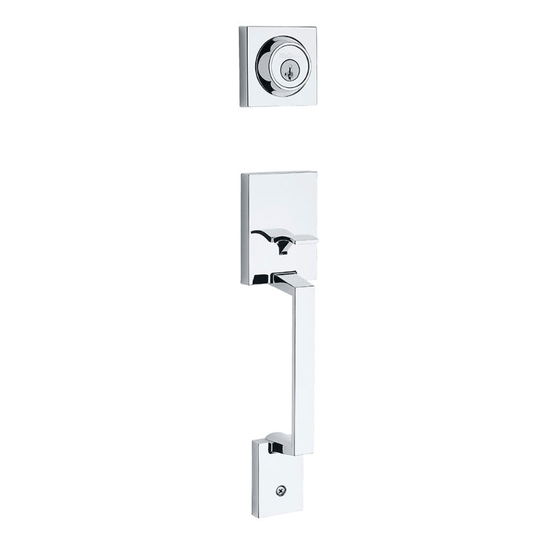 Kwikset 687AMDLIP-26S.DS Amador Single Cylinder Exterior Handleset SmartKey with RCAL Latch and Dual RCS and 5303 Full Lip Strike Bright Chrome Finish
