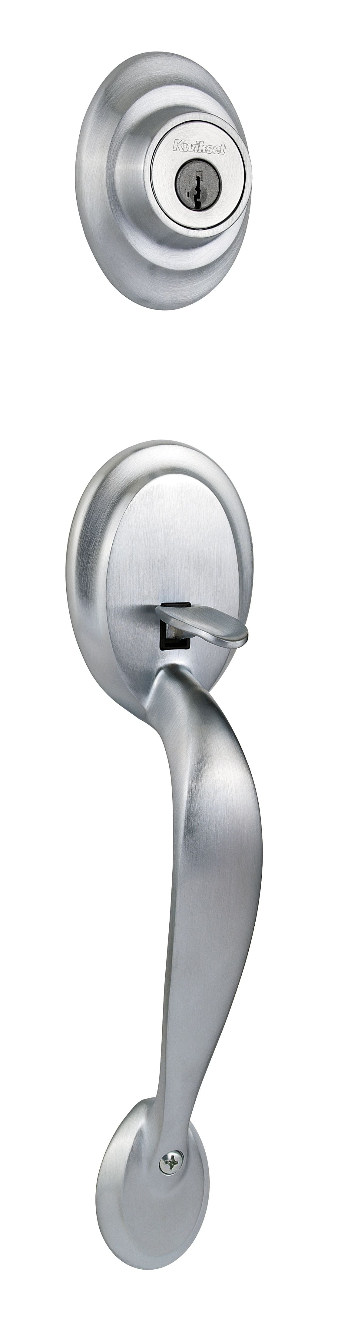 Kwikset 687DALIP-26DS.DS Dakota Single Cylinder Exterior Handleset SmartKey with RCAL Latch and Dual RCS and 5303 Full Lip Strike Satin Chrome Finish