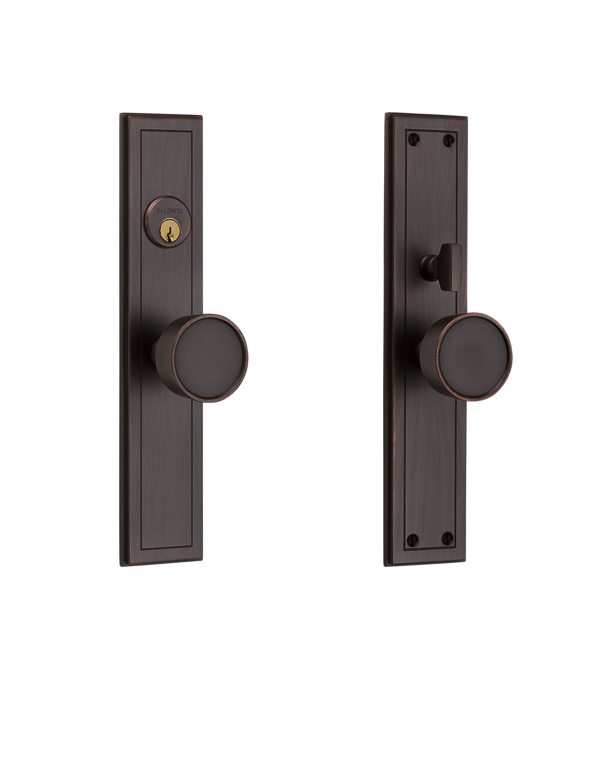 Baldwin 6945112ENTR Hollywood Hills Knob by Knob Single Cylinder Entry Mortise Lock Trim Venetian Bronze Finish