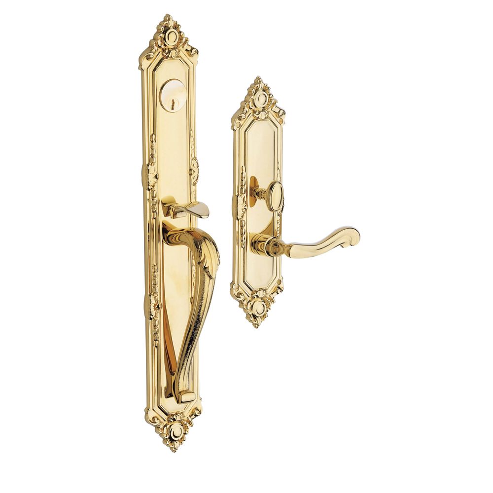 Baldwin 6950003RENT Kensington Right Hand Single Cylinder Entry Mortise Lock Trim Lifetime Brass Finish
