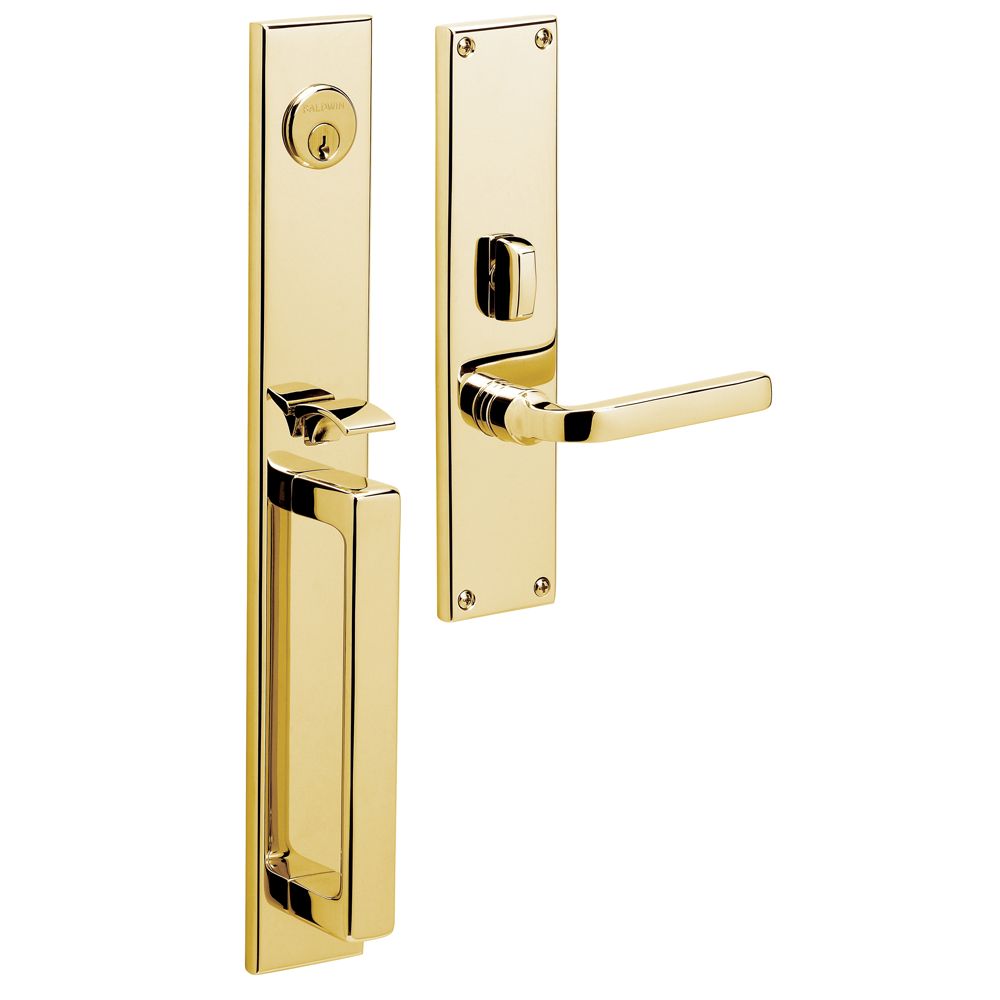 Baldwin 6976003RENT Minneapolis Right Hand Single Cylinder Entry Mortise Lock Trim Lifetime Brass Finish