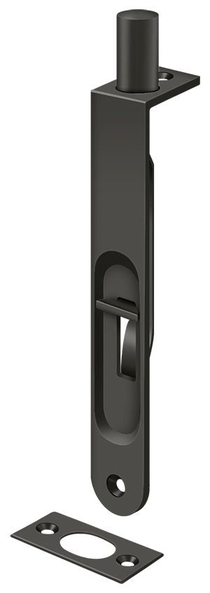 Deltana 6FBR10B 6" Flush Bolt; Heavy Duty Round; Oil Rubbed Bronze Finish
