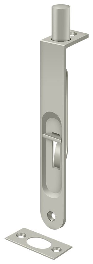 Deltana 6FBR15 6" Flush Bolt; Heavy Duty Round; Satin Nickel Finish Main image