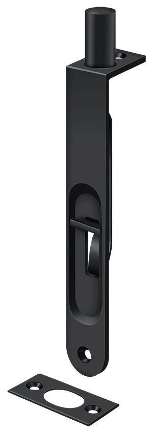 Deltana 6FBR19 6" Flush Bolt; Heavy Duty Round; Black Finish