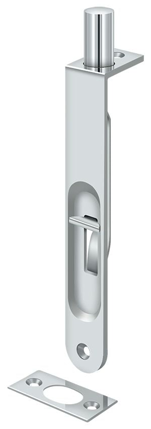 Deltana 6FBR26 6" Flush Bolt; Heavy Duty Round; Bright Chrome Finish Main image