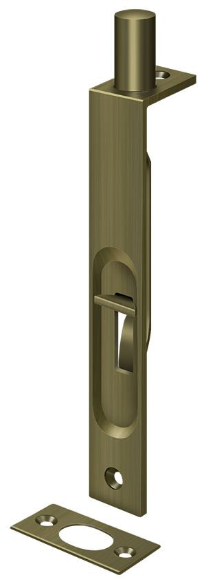 Deltana 6FBS5 6" Flush Bolt; Heavy Duty; Square; Antique Brass Finish Main image