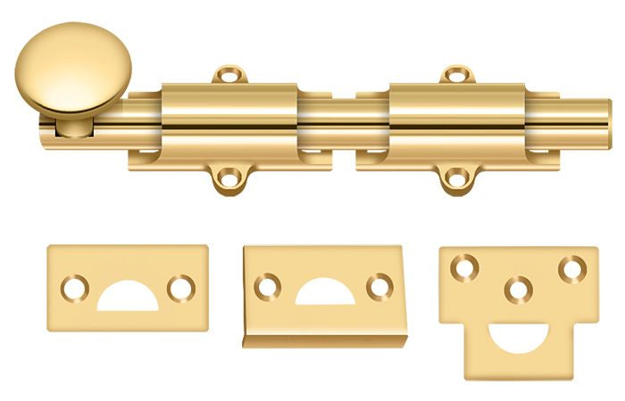 Deltana 6SB003 6" Surface Bolt; Heavy Duty; Lifetime Brass Finish Main image