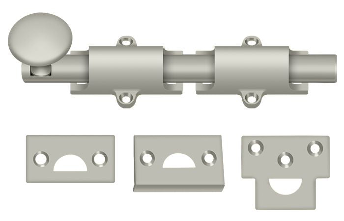 Deltana 6SB15 6" Surface Bolt; Heavy Duty; Satin Nickel Finish Main image