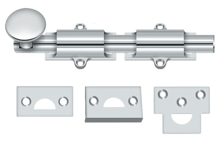 Deltana 6SB26 6" Surface Bolt; Heavy Duty; Bright Chrome Finish Main image