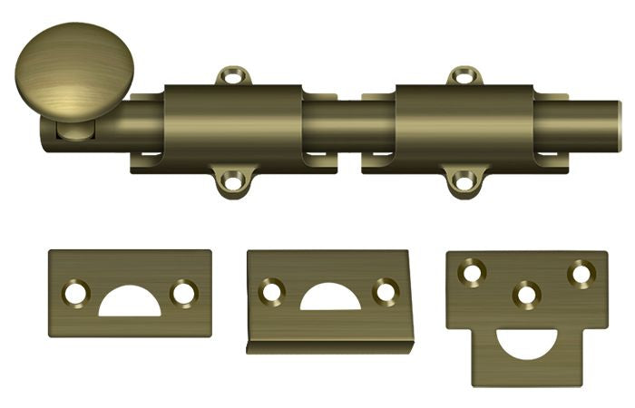 Deltana 6SB5 6" Surface Bolt; Heavy Duty; Antique Brass Finish Main image