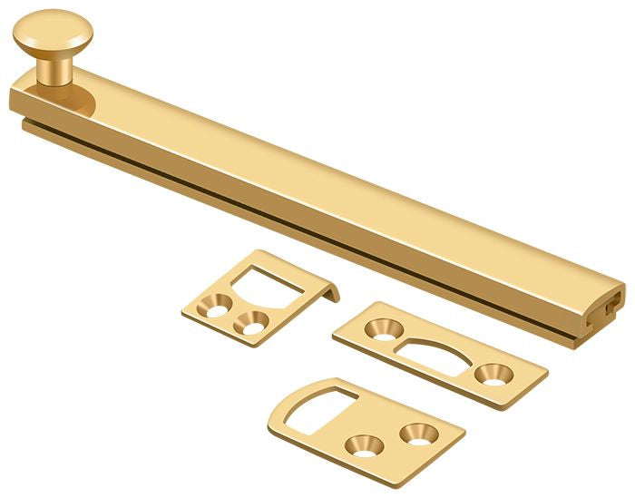 Deltana 6SBCS003 6" Surface Bolt; Concealed Screw; Heavy Duty; Lifetime Brass Finish Main image