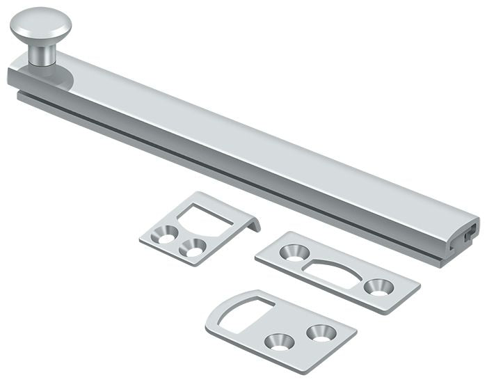 Deltana 6SBCS26 6" Surface Bolt; Concealed Screw; Heavy Duty; Bright Chrome Finish Main image