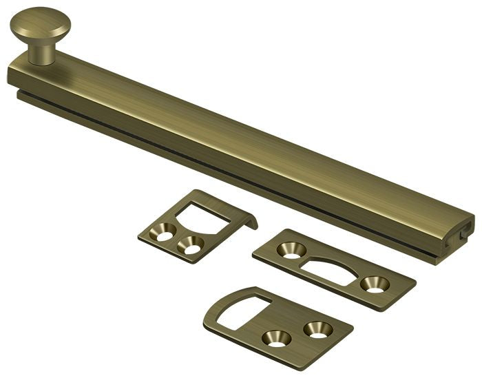 Deltana 6SBCS5 6" Surface Bolt; Concealed Screw; Heavy Duty; Antique Brass Finish Main image