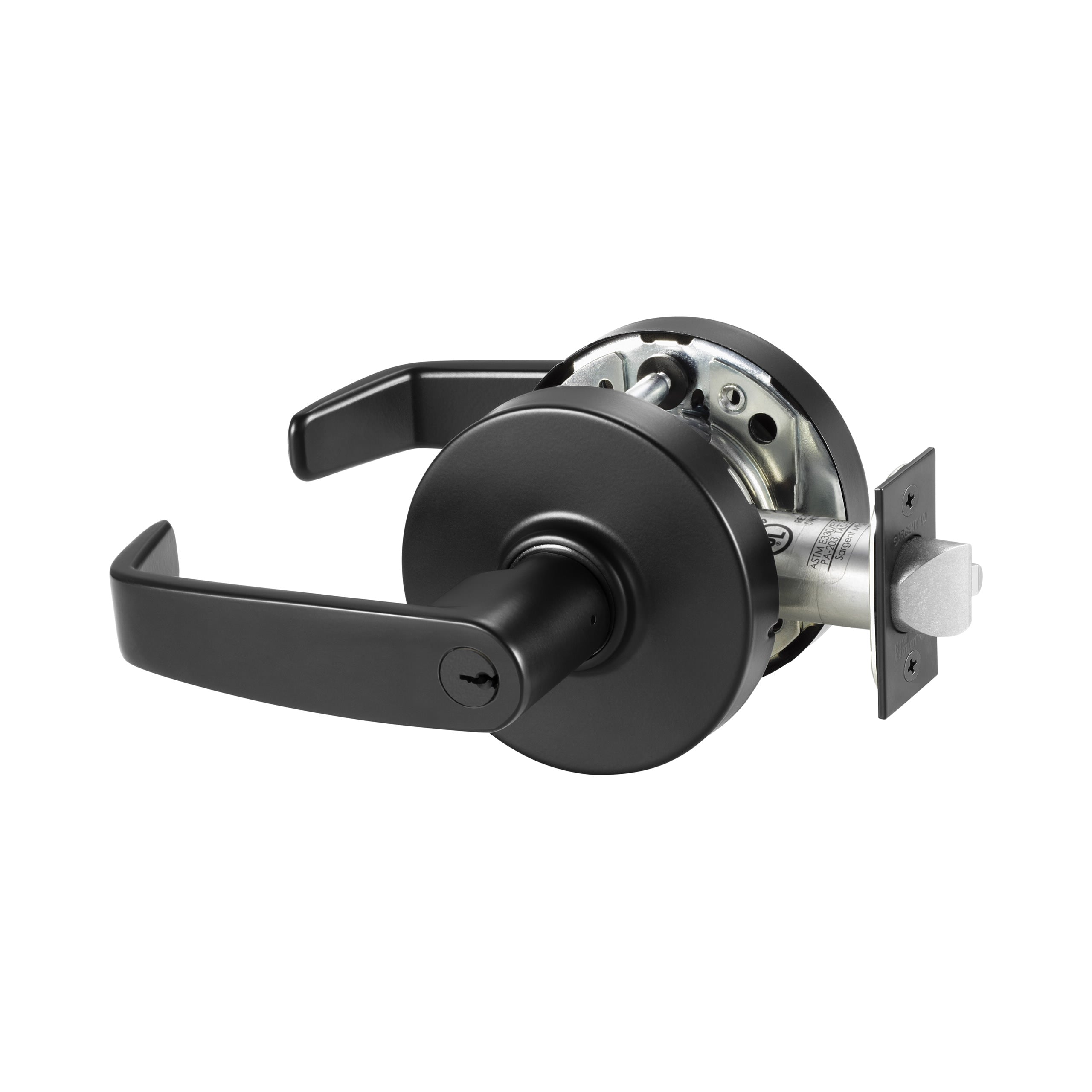 Sargent 7010XG05LLBSP Entry Office (F109) Cylindrical Lever Lock Grade 1 with L Lever and L Rose with Small Format IC Prep Less Core and ASA Strike Black Suede Powder Coat Finish