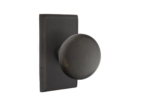 Emtek 7204WCMB Winchester Knob 2-3/8" Backset Privacy with Style # 3 Rose for 1-3/8" to 2" Door Medium Bronze Finish Main image