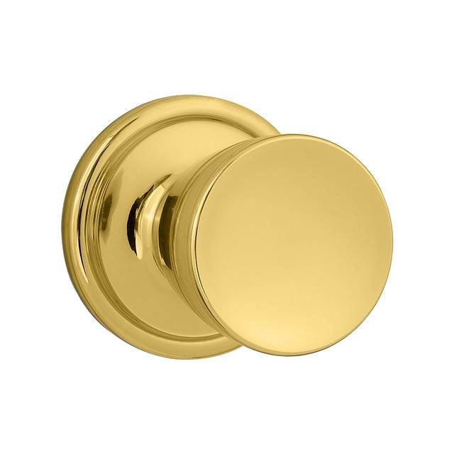 Kwikset 720A-3 Abbey Knob Passage Door Lock with 6AL Latch and RCS Strike Bright Brass Finish