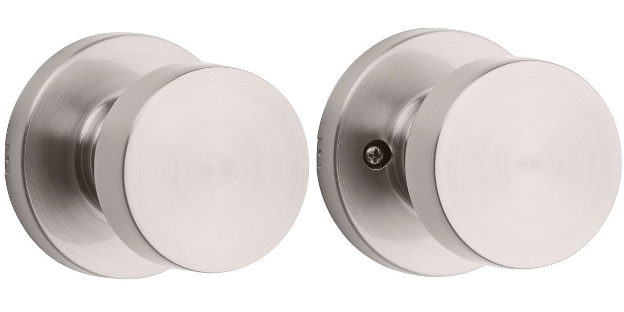 Kwikset 720PSKRDT-15 Pismo Knob with Round Rose Passage Lock with 6AL Latch and RCS Strike Satin Nickel Finish