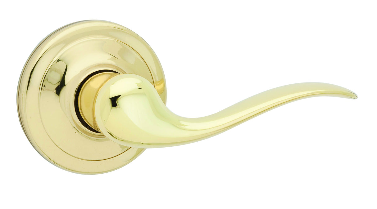 Kwikset 720TNL-3 Tustin Lever Passage Door Lock with 6AL Latch and RCS Strike Bright Brass Finish