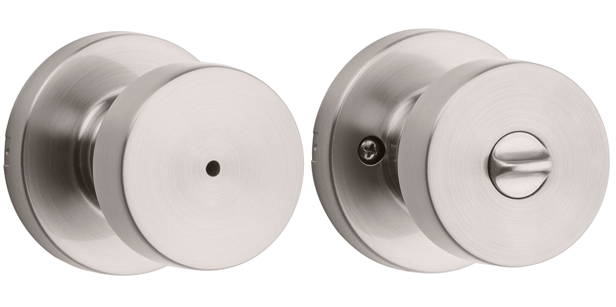Kwikset 730PSKRDT-15 Pismo Knob with Round Rose Privacy Lock with 6AL Latch and RCS Strike Satin Nickel Finish