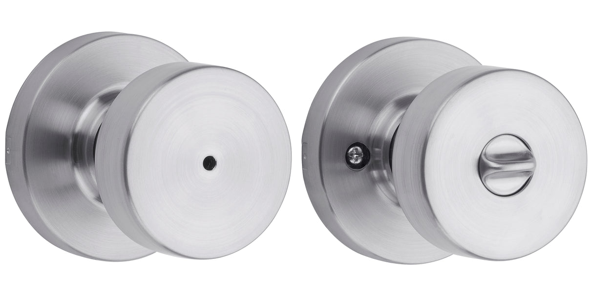 Kwikset 730PSKRDT-26D Pismo Knob with Round Rose Privacy Lock with 6AL Latch and RCS Strike Satin Chrome Finish