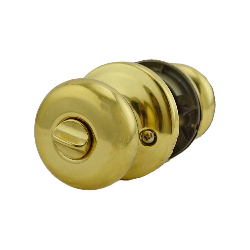 Kwikset 740H-3 Hancock Knob Entry Door Lock with 6AL Latch and RCS Strike Bright Brass Finish